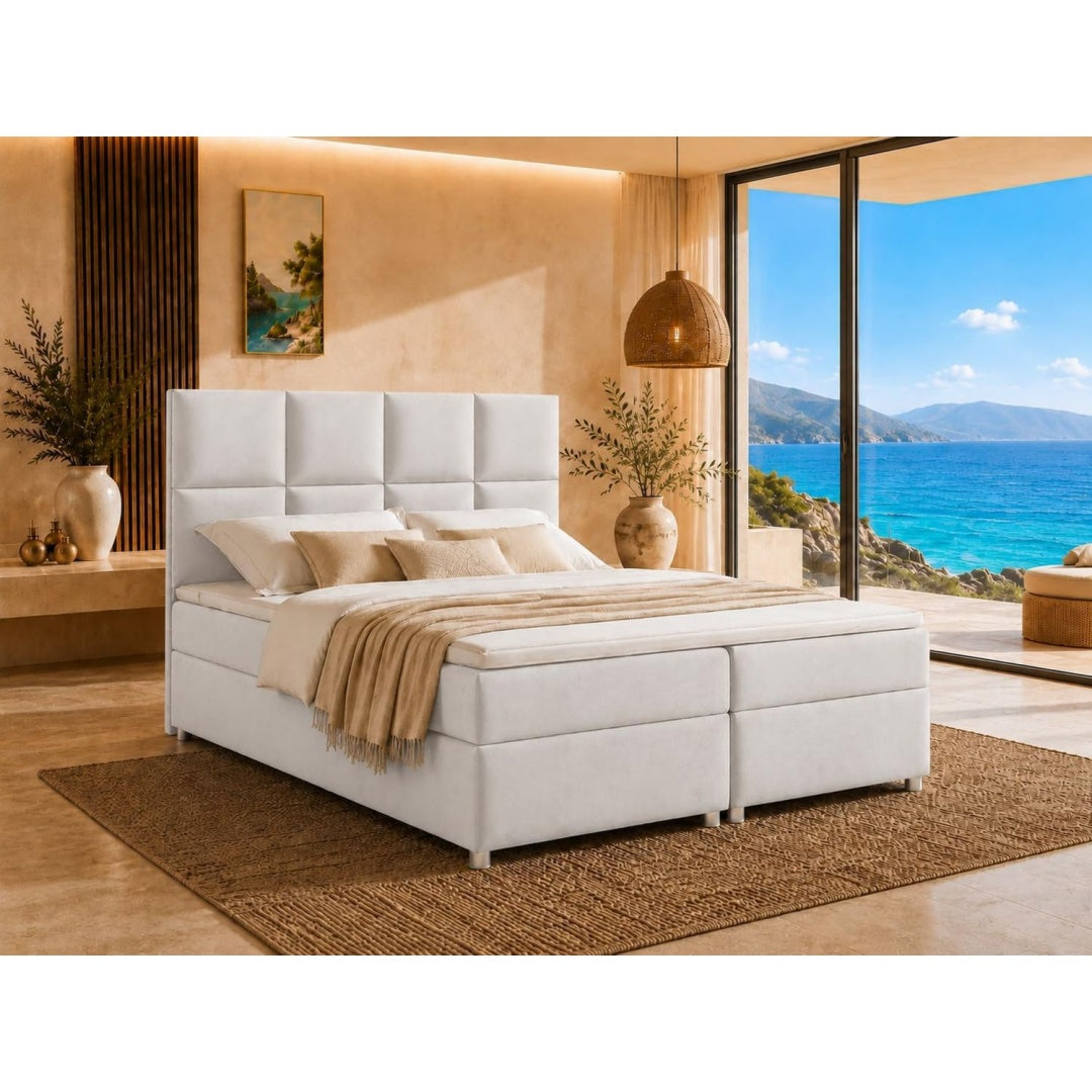 Boxspringbett in Silber