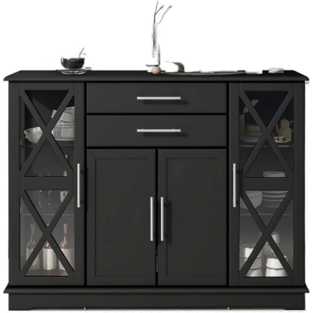 Sideboard aus Glas mit Metallgriffen