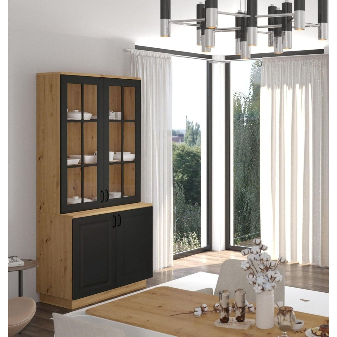 Sideboard mit den Massen 100 cm in Eichenbraun und Grau