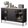 Sideboard in Schwarz und Eichenbraun mit Holzoptik