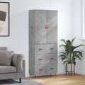 Geschlossener Stauraum an dem Hochschrank mit den Massen 69.5 x 34 x 180 cm in Betongrau