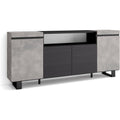 Ein Metallgestell und 4 Tueren an dem Hochschrank