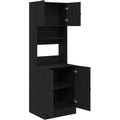 Sideboard in Schwarz und Eichenbraun mit 4 Tueren