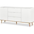 Das Sideboard vereint 3 Schubladen mit Schubladen
