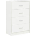 Glaenzende Oberflaechen praegen das Sideboard in Weiss