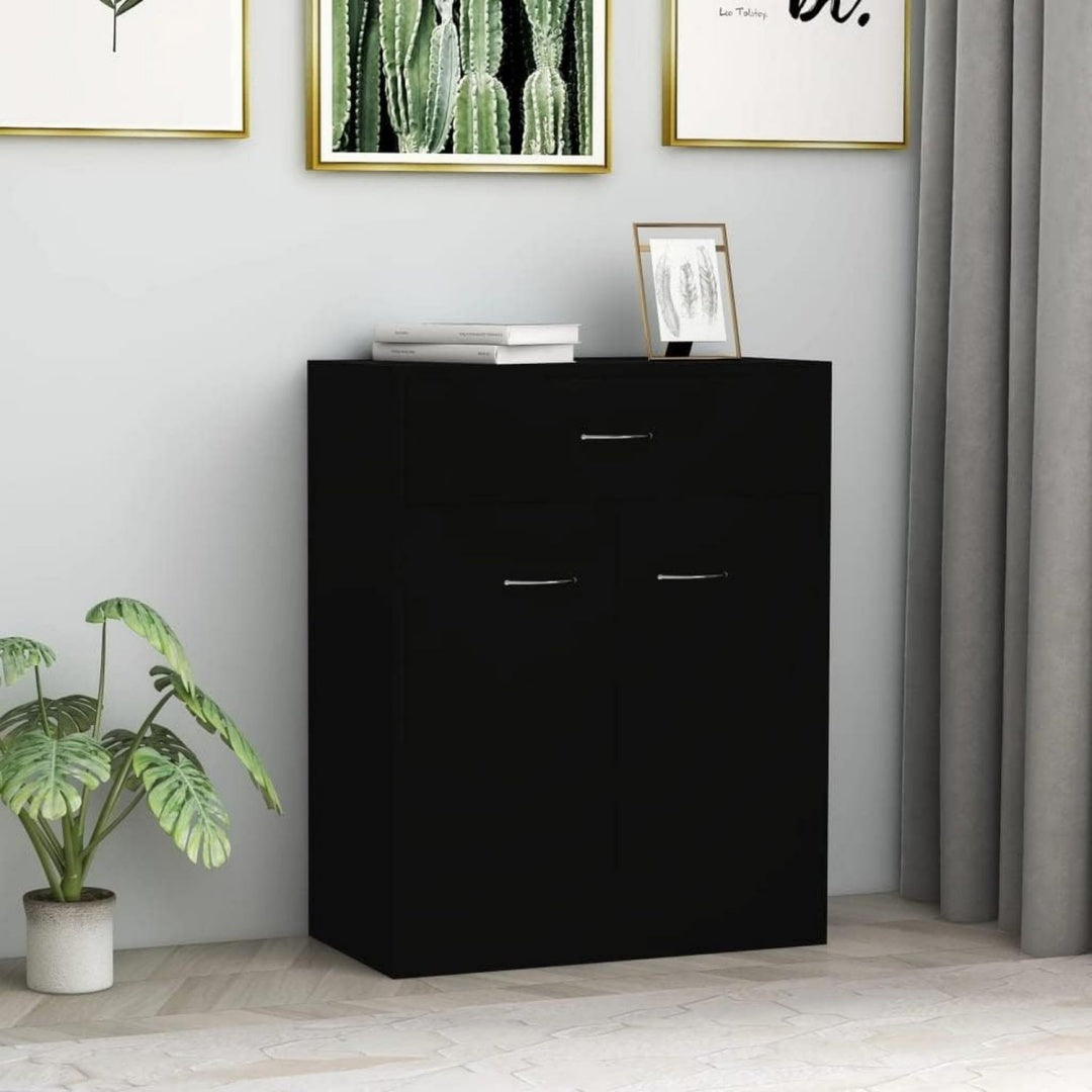 Sideboard aus Holzwerkstoff in Schwarz mit den Massen 60 x 30 x 75 cm
